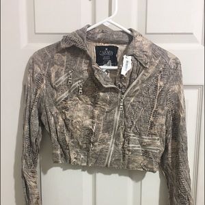Cropped snake print jacket